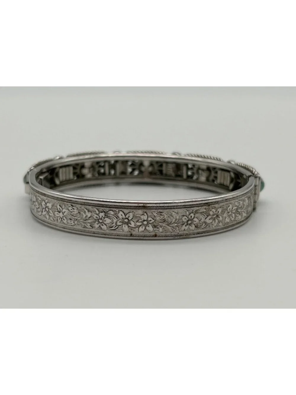 SHP Faux Turquoise Panel Link Bracelet Southwestern Silver-tone Costume Jewelry